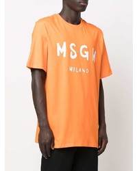 T-shirt à col rond imprimé orange MSGM