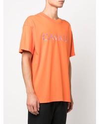 T-shirt à col rond imprimé orange Roberto Cavalli