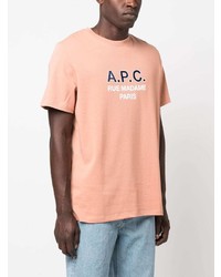 T-shirt à col rond imprimé orange A.P.C.