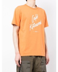 T-shirt à col rond imprimé orange MAISON KITSUNÉ