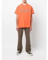 T-shirt à col rond imprimé orange Flaneur Homme