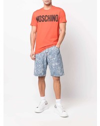 T-shirt à col rond imprimé orange Moschino