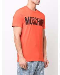 T-shirt à col rond imprimé orange Moschino