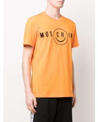 T-shirt à col rond imprimé orange Moschino