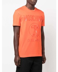 T-shirt à col rond imprimé orange Moschino