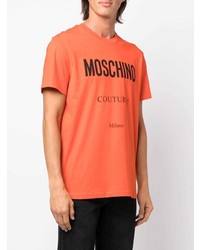 T-shirt à col rond imprimé orange Moschino