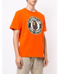 T-shirt à col rond imprimé orange A Bathing Ape