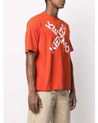 T-shirt à col rond imprimé orange Kenzo