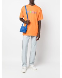 T-shirt à col rond imprimé orange MSGM