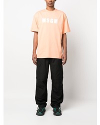 T-shirt à col rond imprimé orange MSGM