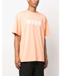 T-shirt à col rond imprimé orange MSGM