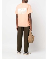 T-shirt à col rond imprimé orange MSGM
