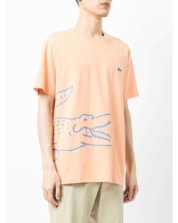 T-shirt à col rond imprimé orange Lacoste