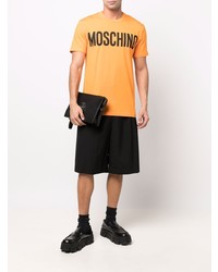 T-shirt à col rond imprimé orange Moschino