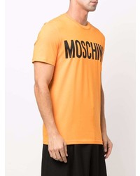 T-shirt à col rond imprimé orange Moschino