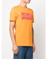 T-shirt à col rond imprimé orange Versace