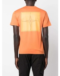 T-shirt à col rond imprimé orange Stone Island