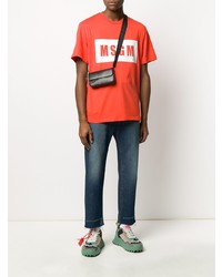 T-shirt à col rond imprimé orange MSGM