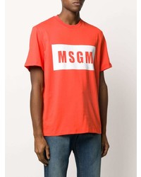 T-shirt à col rond imprimé orange MSGM