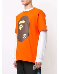 T-shirt à col rond imprimé orange A Bathing Ape