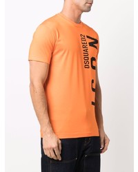 T-shirt à col rond imprimé orange DSQUARED2