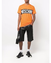 T-shirt à col rond imprimé orange Moschino