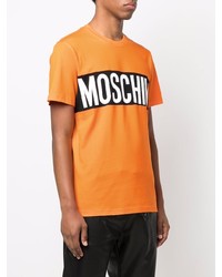 T-shirt à col rond imprimé orange Moschino