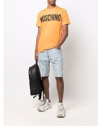 T-shirt à col rond imprimé orange Moschino