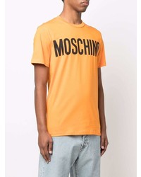 T-shirt à col rond imprimé orange Moschino