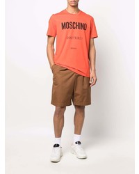 T-shirt à col rond imprimé orange Moschino