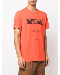 T-shirt à col rond imprimé orange Moschino