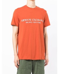 T-shirt à col rond imprimé orange Armani Exchange