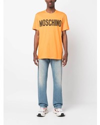 T-shirt à col rond imprimé orange Moschino