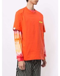 T-shirt à col rond imprimé orange MSGM