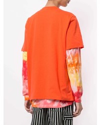 T-shirt à col rond imprimé orange MSGM