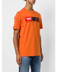 T-shirt à col rond imprimé orange Diesel