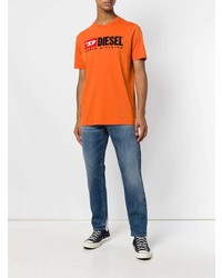 T-shirt à col rond imprimé orange Diesel