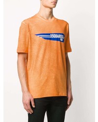 T-shirt à col rond imprimé orange DSQUARED2