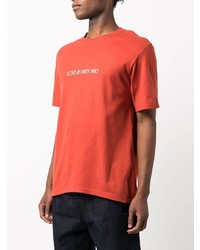 T-shirt à col rond imprimé orange Stussy