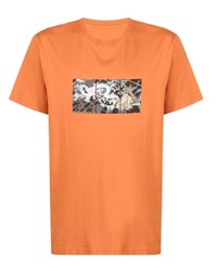 T-shirt à col rond imprimé orange Maharishi