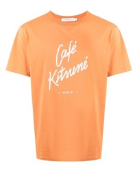 T-shirt à col rond imprimé orange MAISON KITSUNÉ