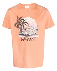 T-shirt à col rond imprimé orange MARANT