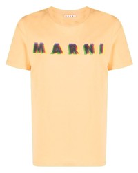 T-shirt à col rond imprimé orange Marni