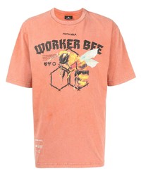 T-shirt à col rond imprimé orange Mauna Kea