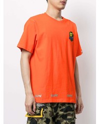 T-shirt à col rond imprimé orange A Bathing Ape