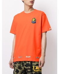 T-shirt à col rond imprimé orange A Bathing Ape