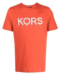 T-shirt à col rond imprimé orange Michael Kors