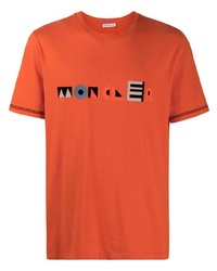 T-shirt à col rond imprimé orange Moncler
