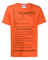 T-shirt à col rond imprimé orange Moschino