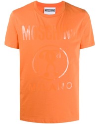 T-shirt à col rond imprimé orange Moschino